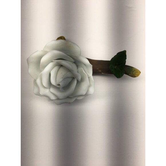 Vintage Porcelain White Rose on Branch Figurine Collectible Home Decor - Picture 9 of 12
